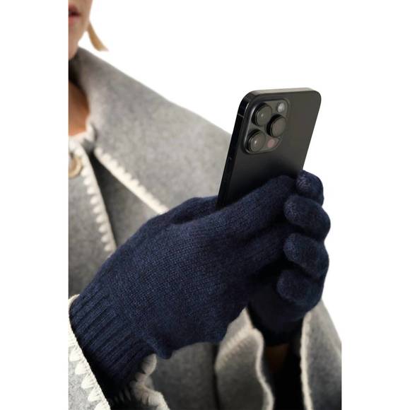 Cashmere Texting Gloves in Deep Navy, from White and Warren