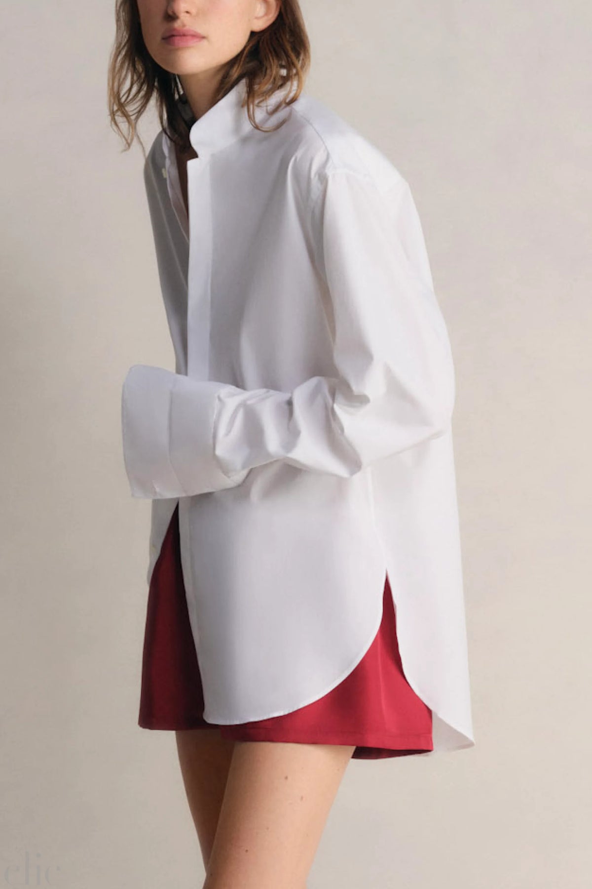Mandarin Collar Tunic in White, from Comme Si