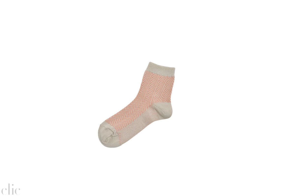 Giza Cotton Herringbone Socks in Coral Pink, from Memeri