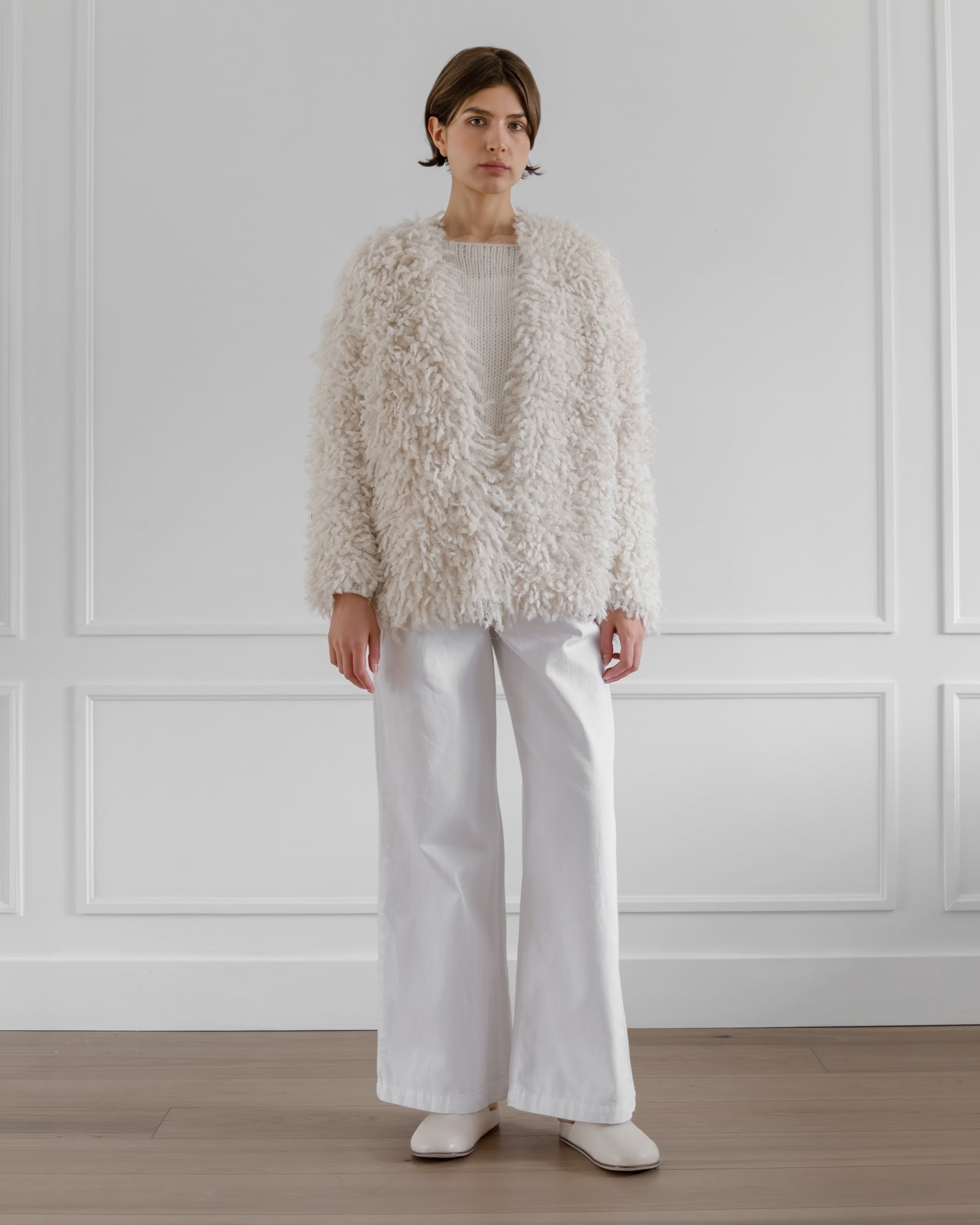 Medusa Cardigan Coat in White, from La Tierra
