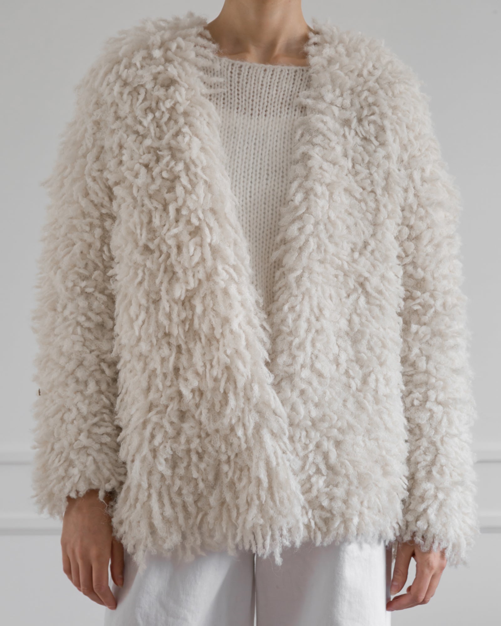 Medusa Cardigan Coat in White, from La Tierra