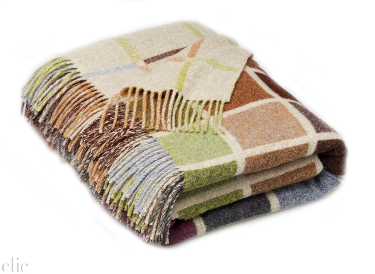 Multiblock Geometric Merino Lambswool Throw, from Bronte Moon