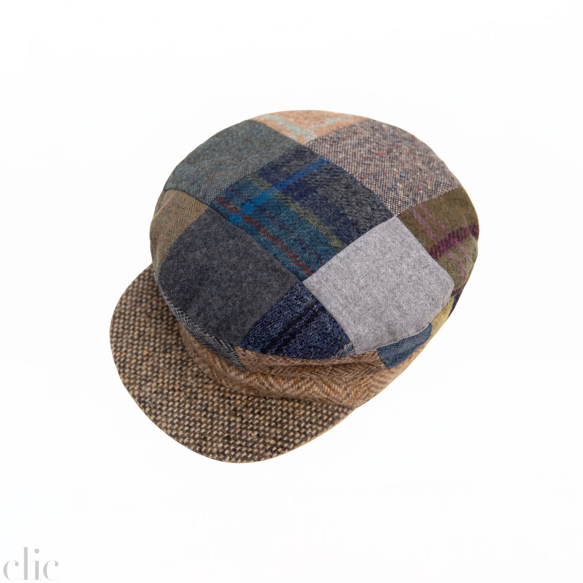 Skipper Tweed Cap in Patchwork Beige and Peak, from Hanna Hats