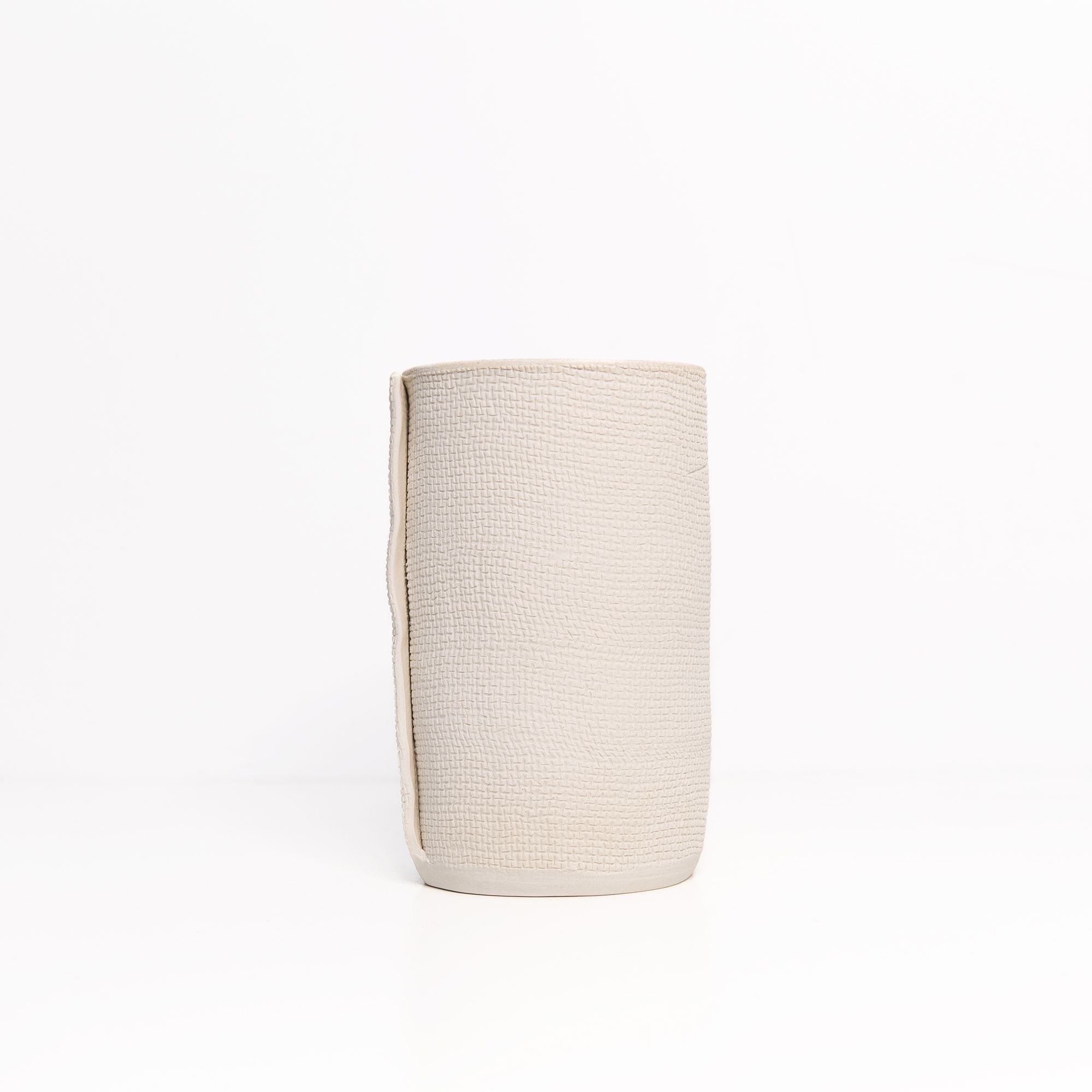 Small Burlap Cylinder Vase in Cream, from CYM