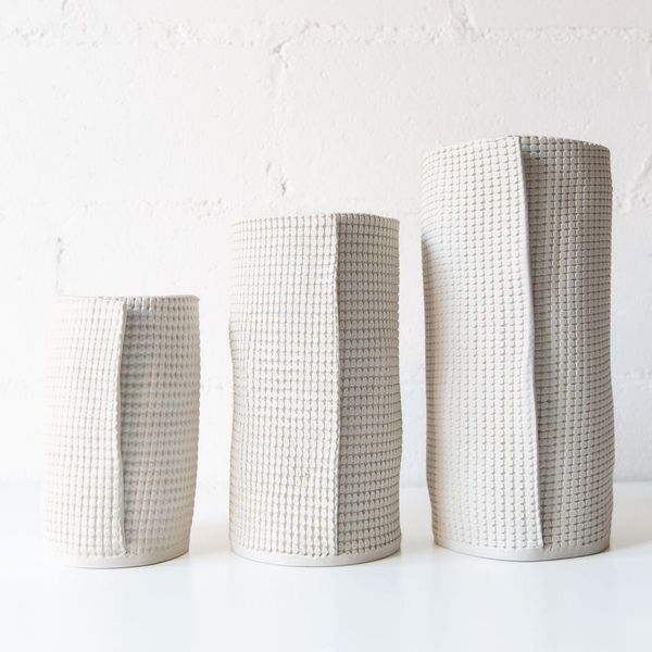Grid Cyliner Vase in White, from CYM Ceramics