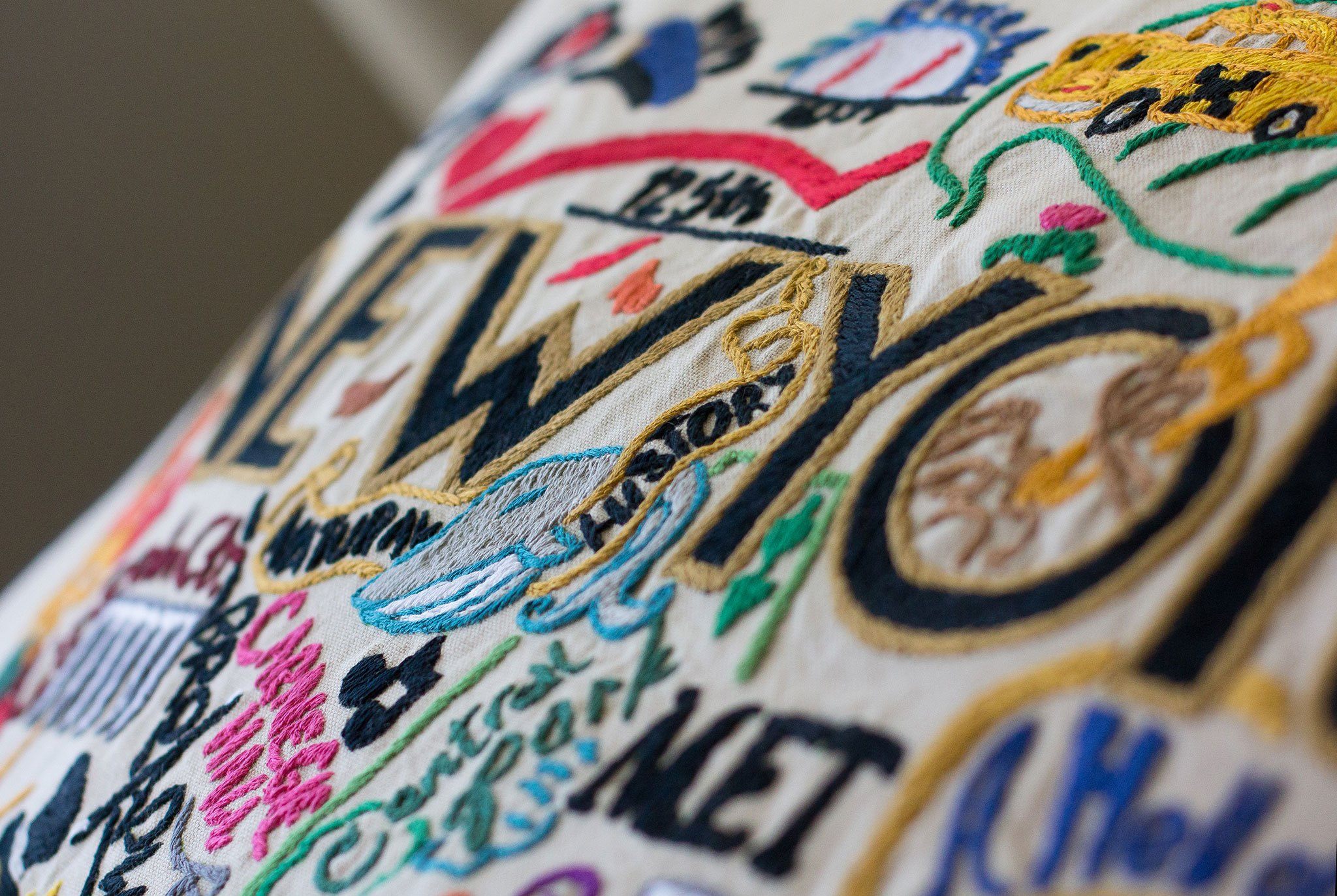 New York Embroidered Pillow, from Castudio