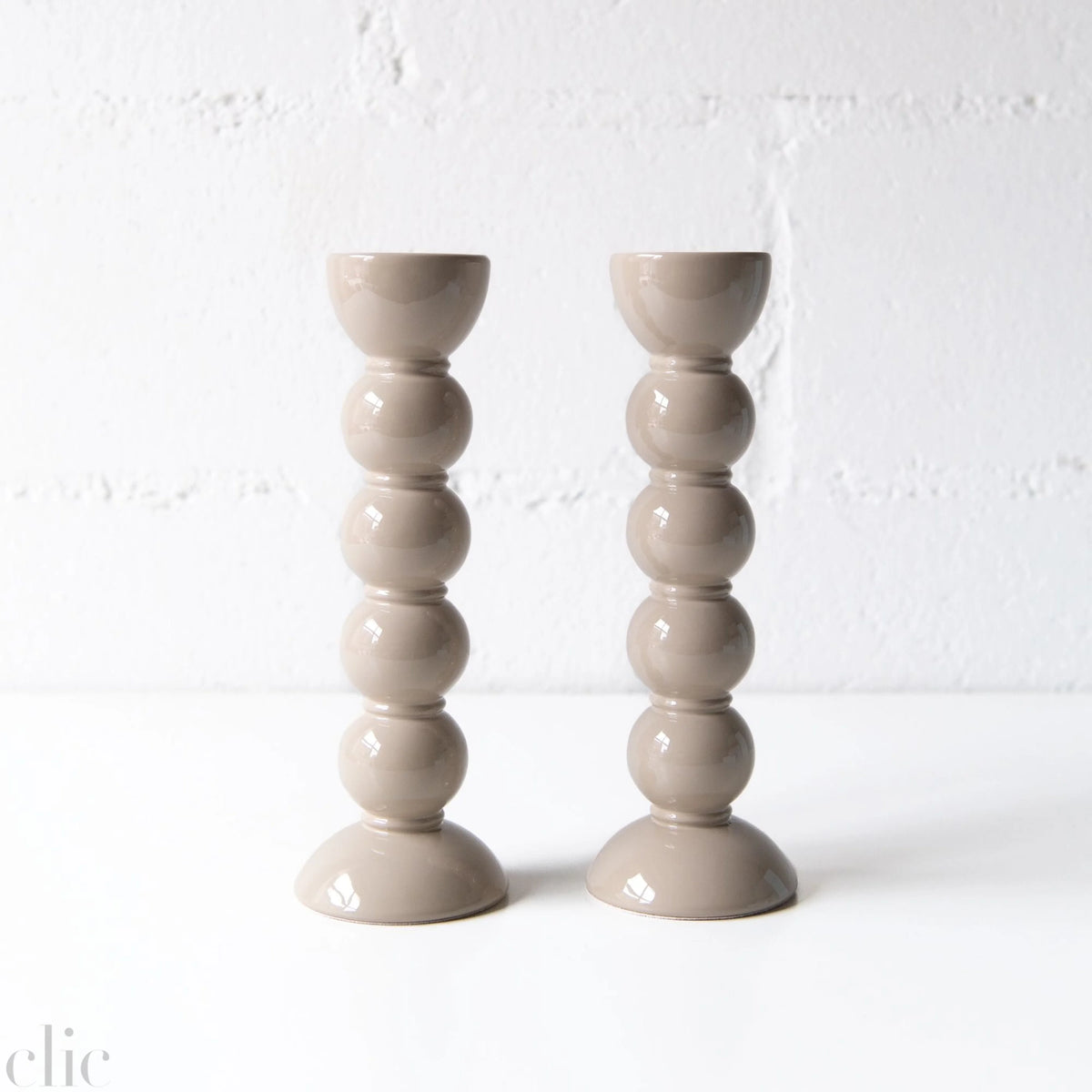 Bobbin Candlestick Holder 9.4" in Cappuccino