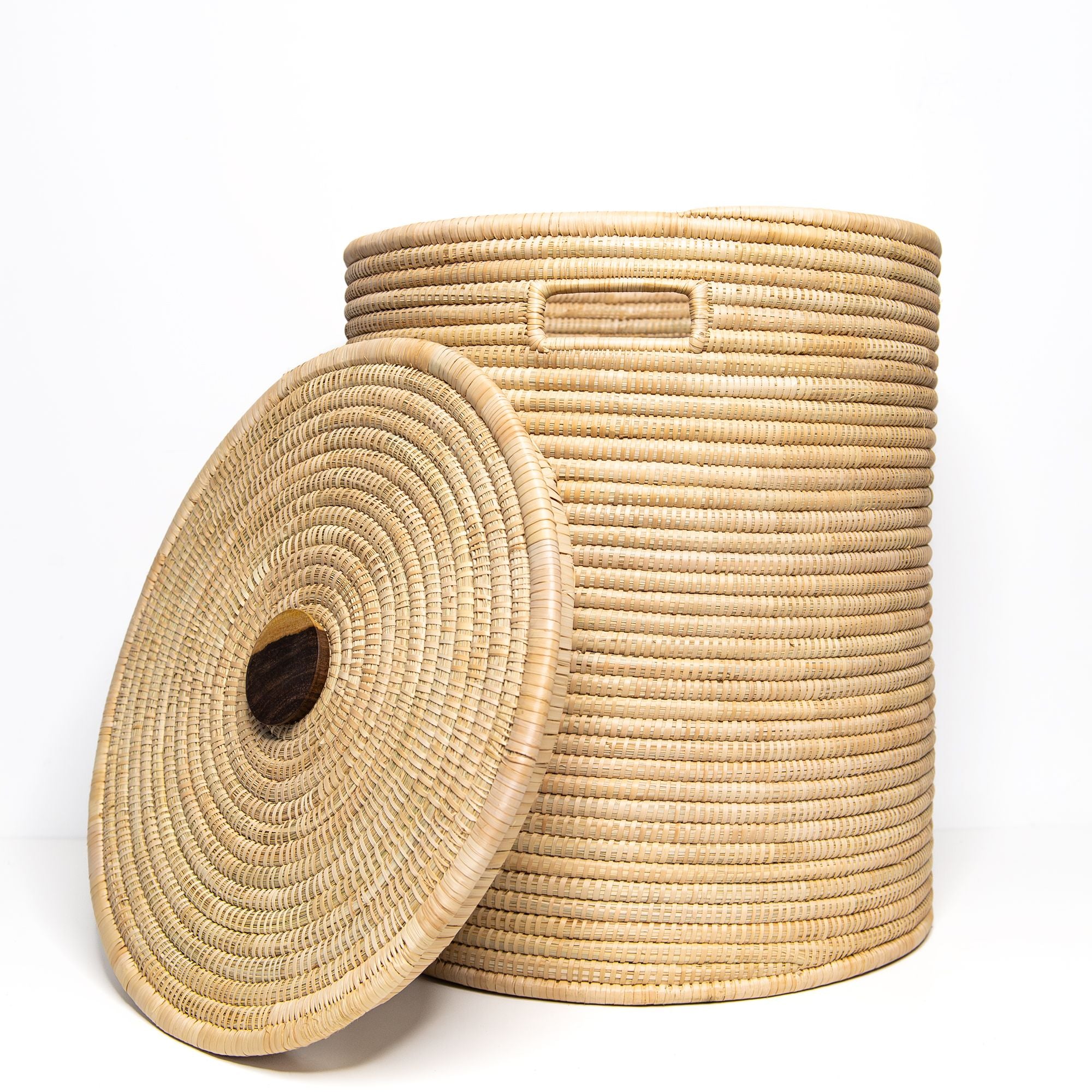 Large Malawi Basket with Natural Wooden Handles