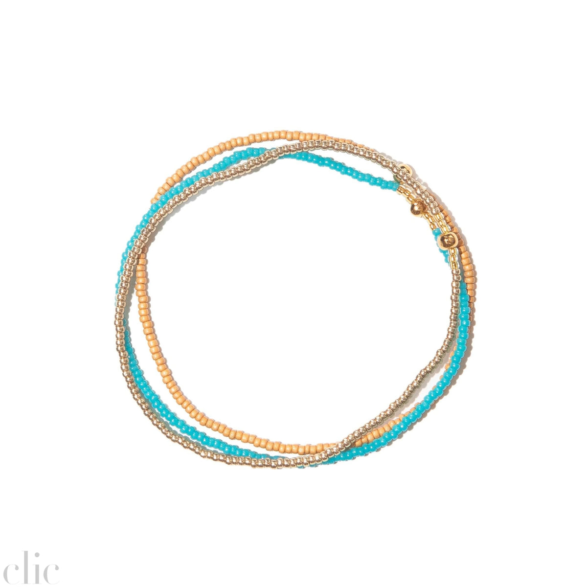 Aqua and Gold Stacked Beaded Bracelet, from Templestones