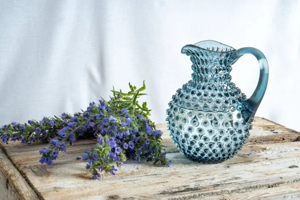 Hobnail Jug in Misty Blue