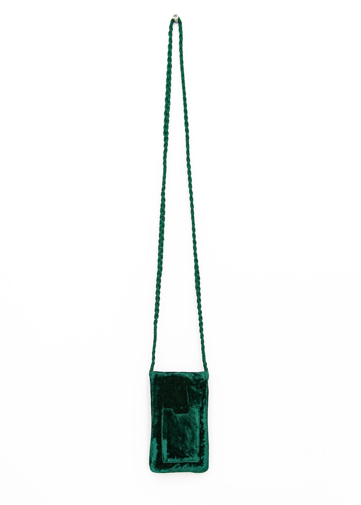 Nazar Eye Velvet Phone Bag in Green, from Olivia Dar