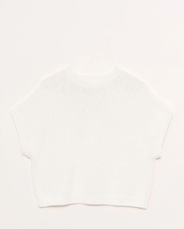 Italian Cotton Boxy Gilet in Creme, from Organic by John Patrick