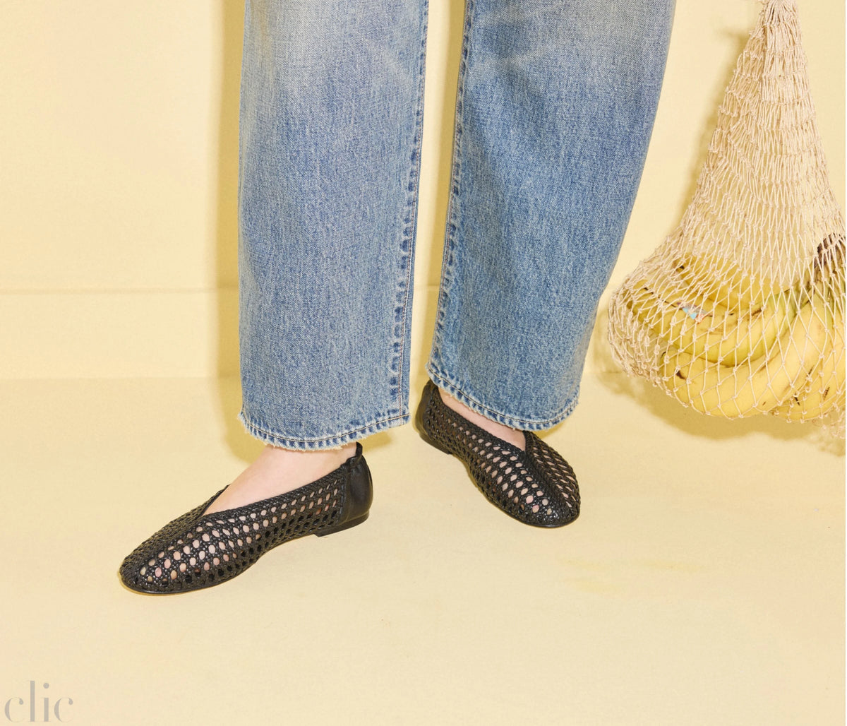 Riley Open Weave Ballet Flat in Black, from Freda Salvador
