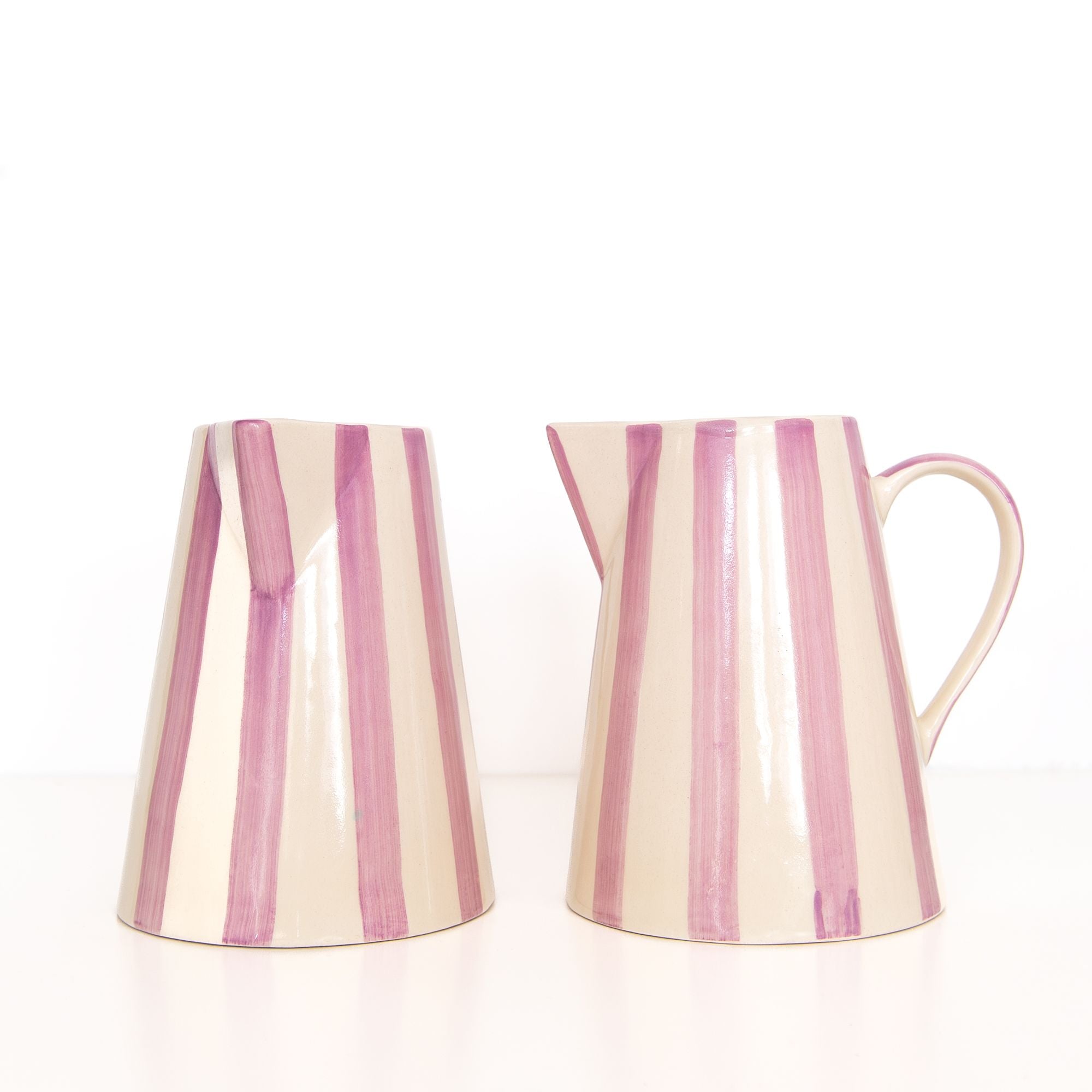 Ceramic Stripe Pitcher in Purple, from Casa Amarosa