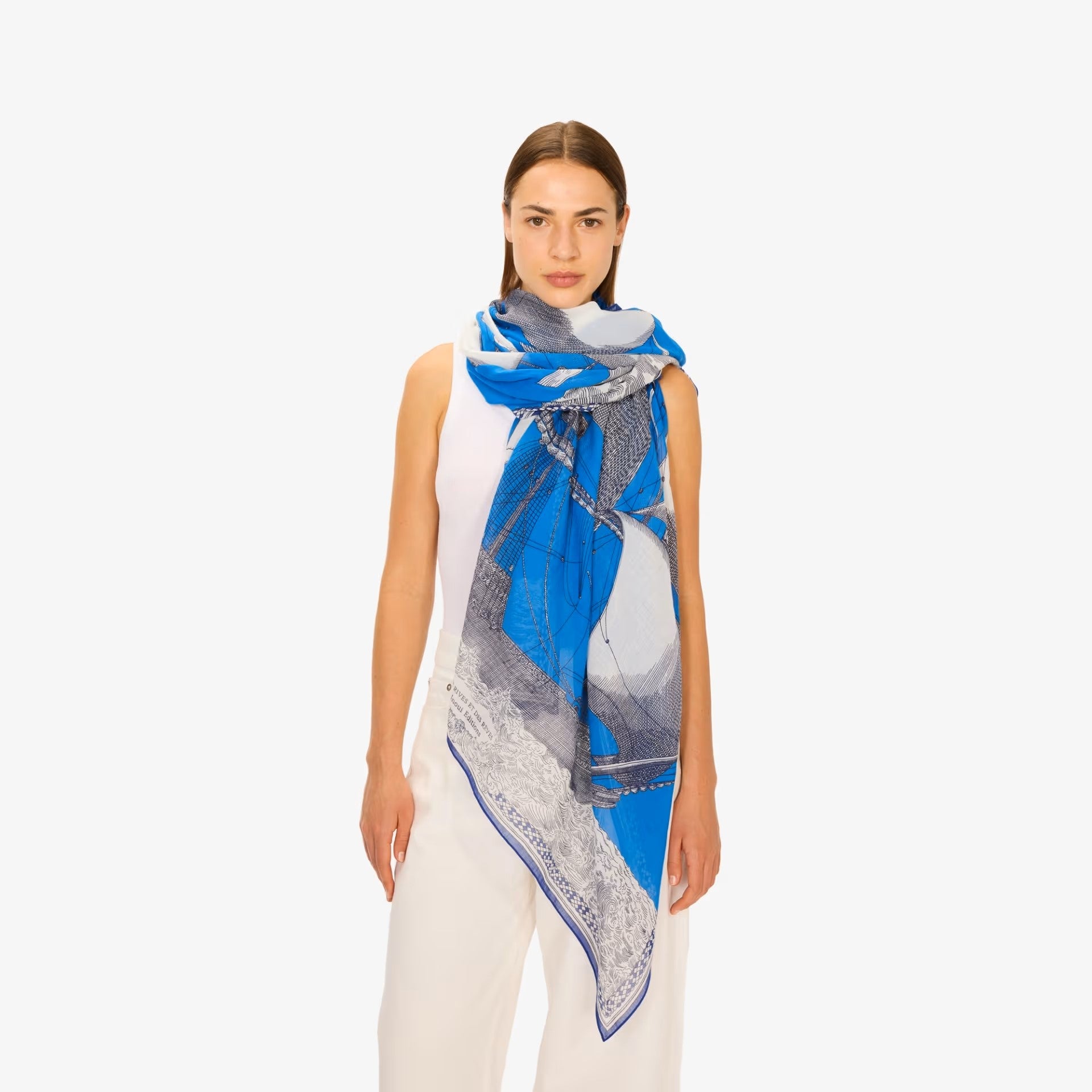 Scarf 100 Des Rives Et Des Reves in Blue, from Inoui Editions