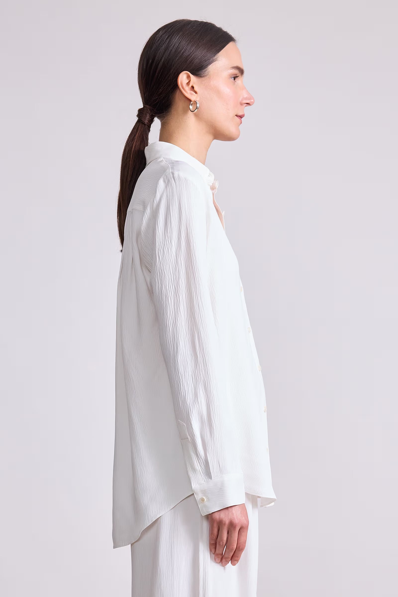 Sodi Wrap Button Up in Cream, from Apiece Apart