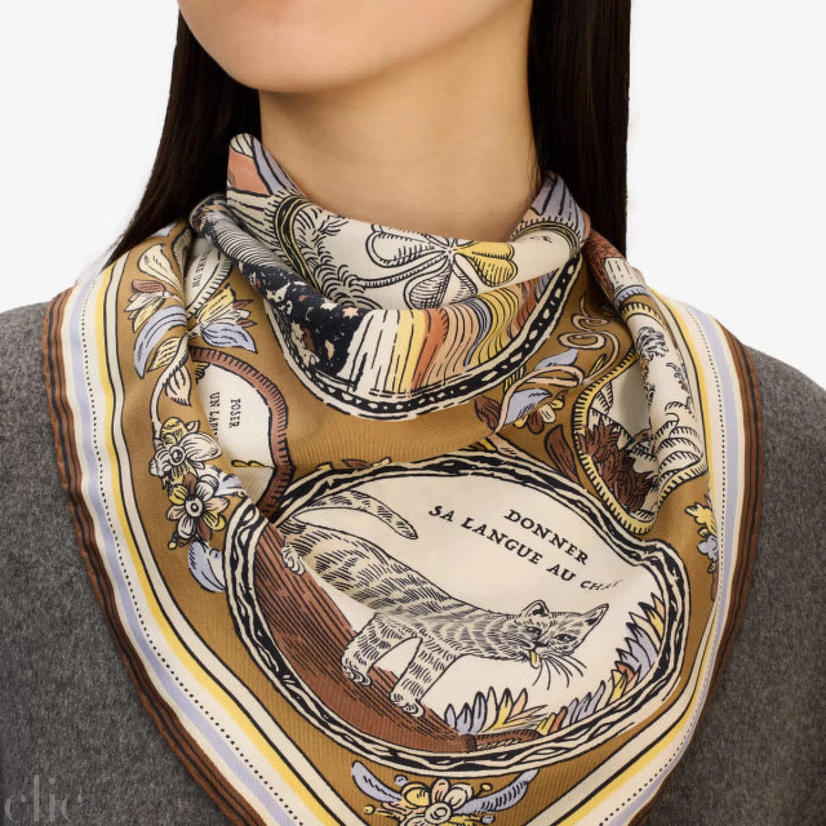 Square Chance Scarf in Golden Brown, from Inoui Editions