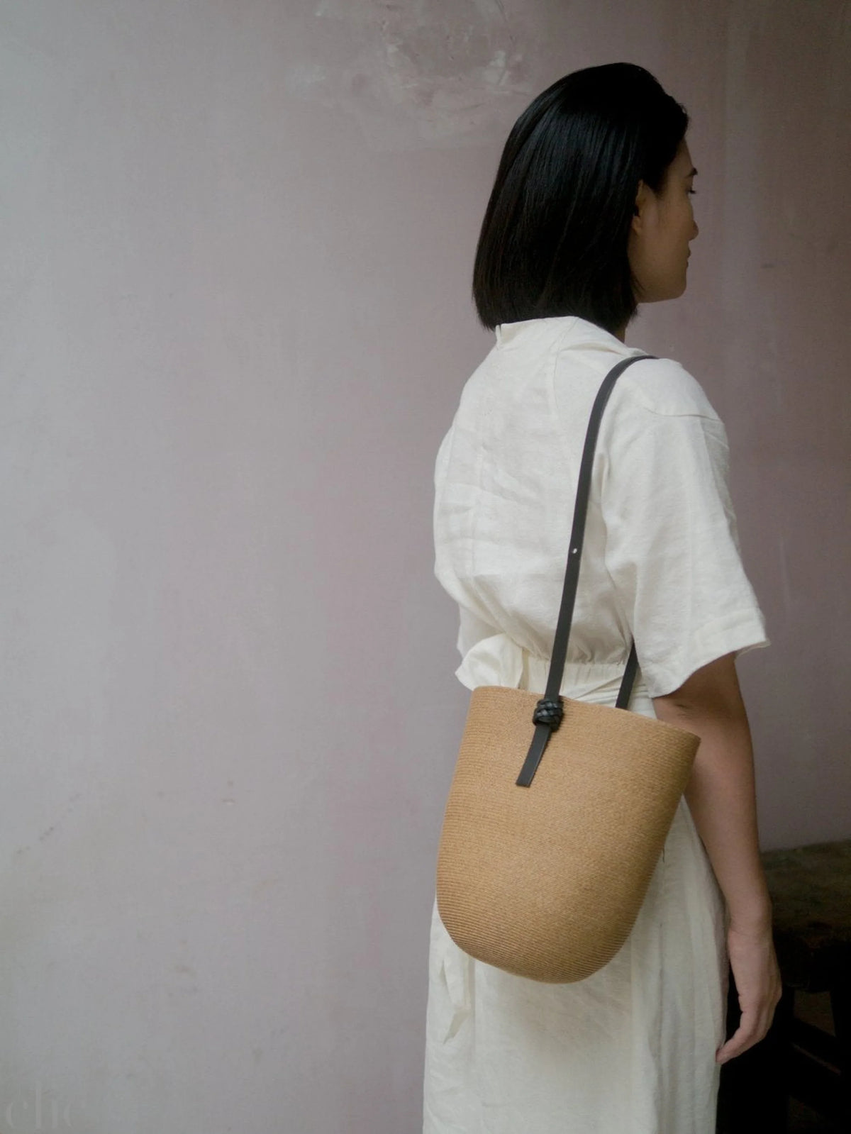Koreng Bucket Bag in Tan, from Kamaro'an