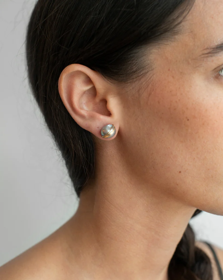 Grande Baroque Pear Studs in Silver, from Mary Macgill