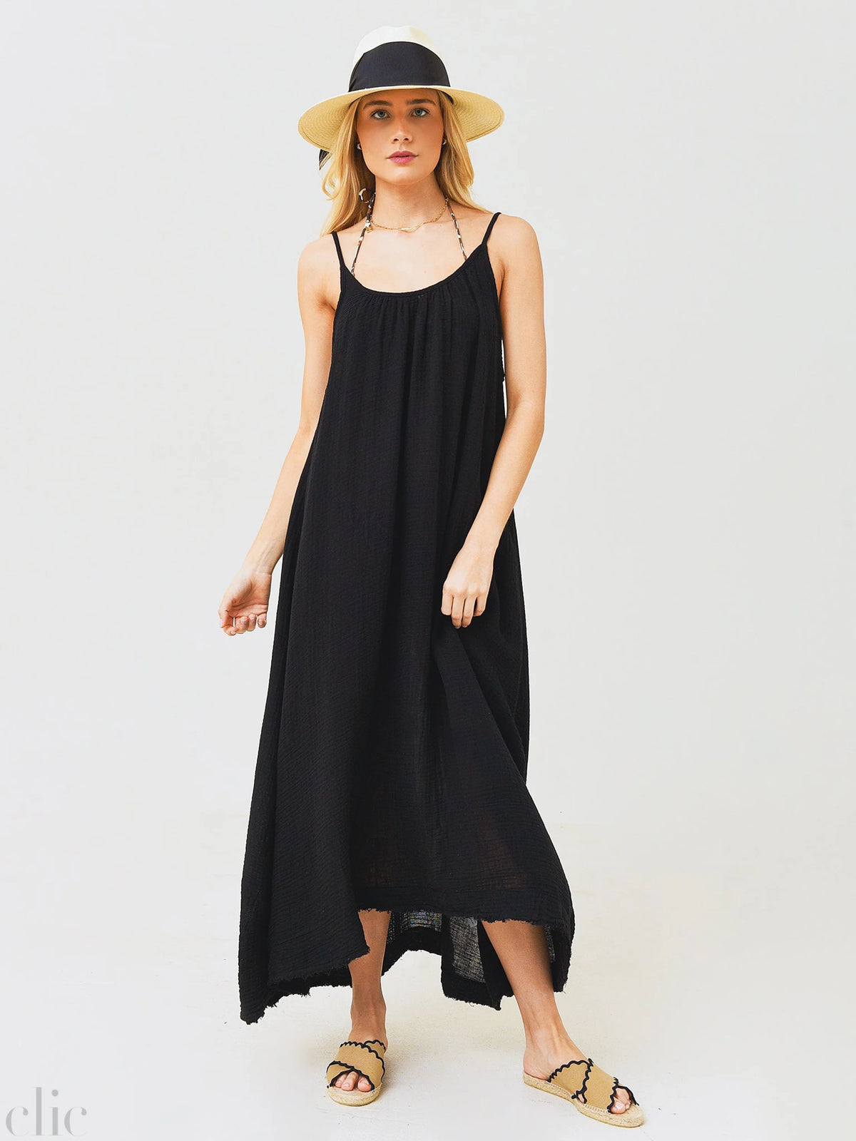 Tulum Cotton Dress in Black, from 9 Seed