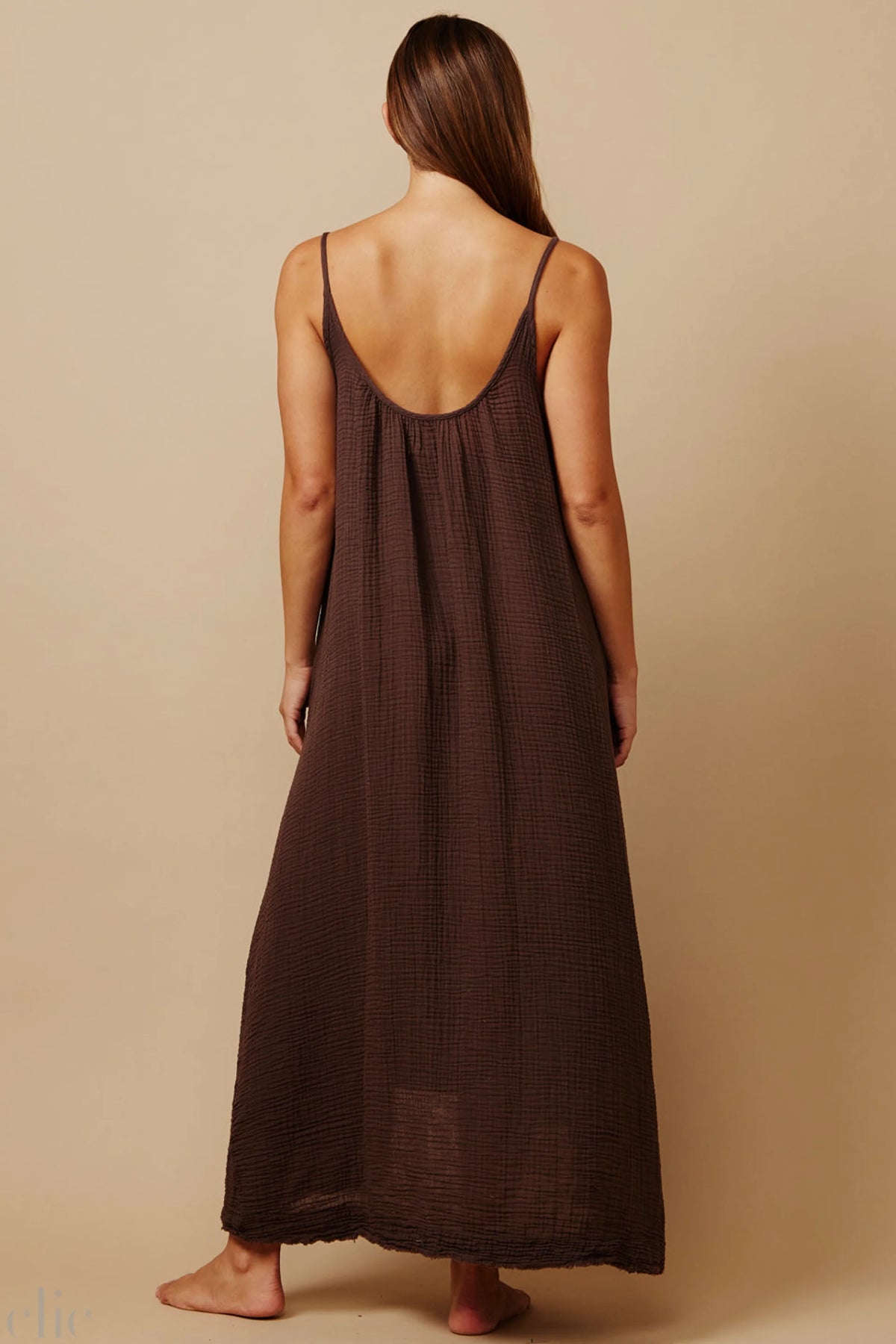 Tulum Gauze Dress in Chocolate, from 9 Seed