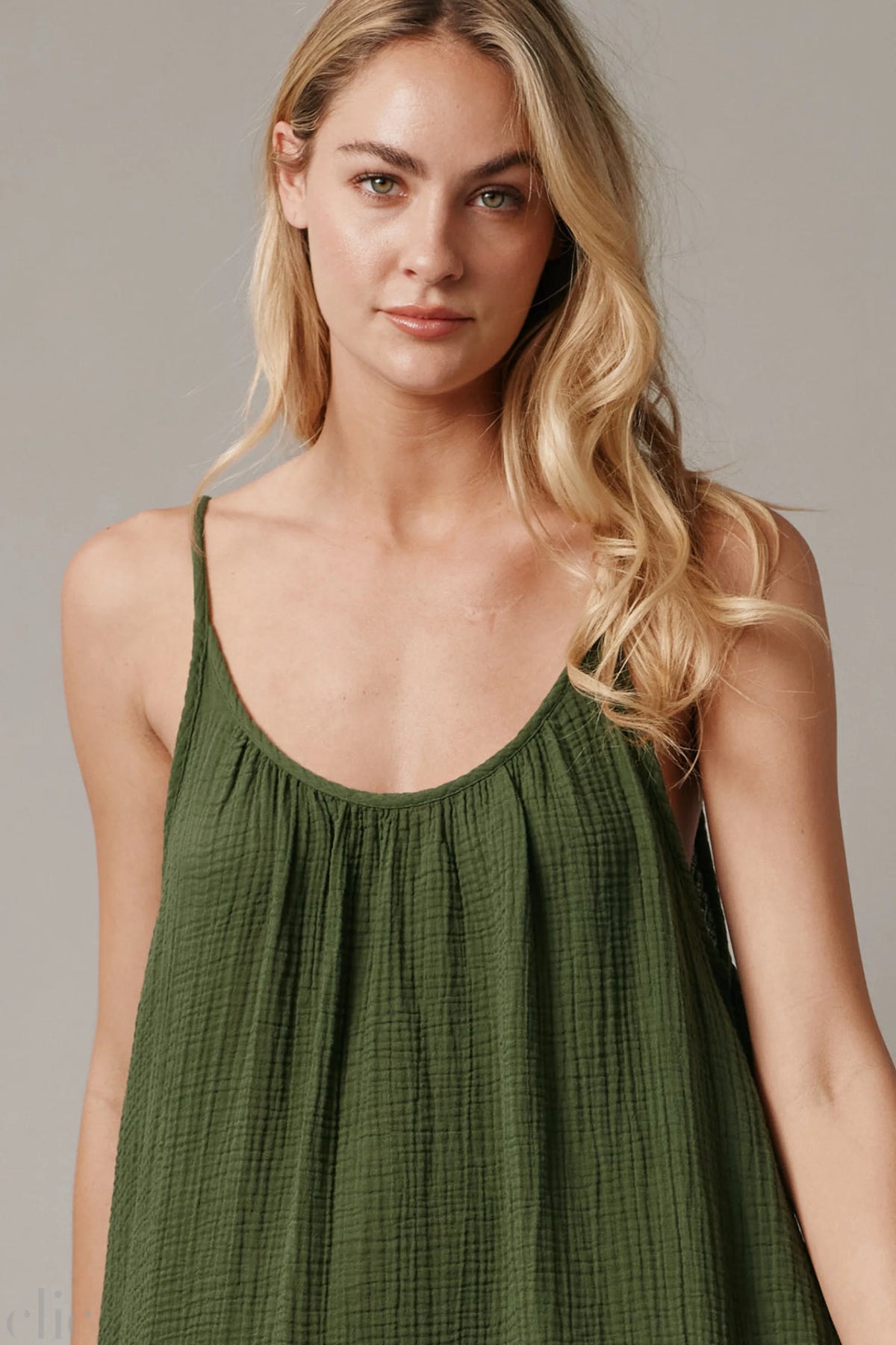 Tulum Gauze Dress in Moss, from 9 Seed