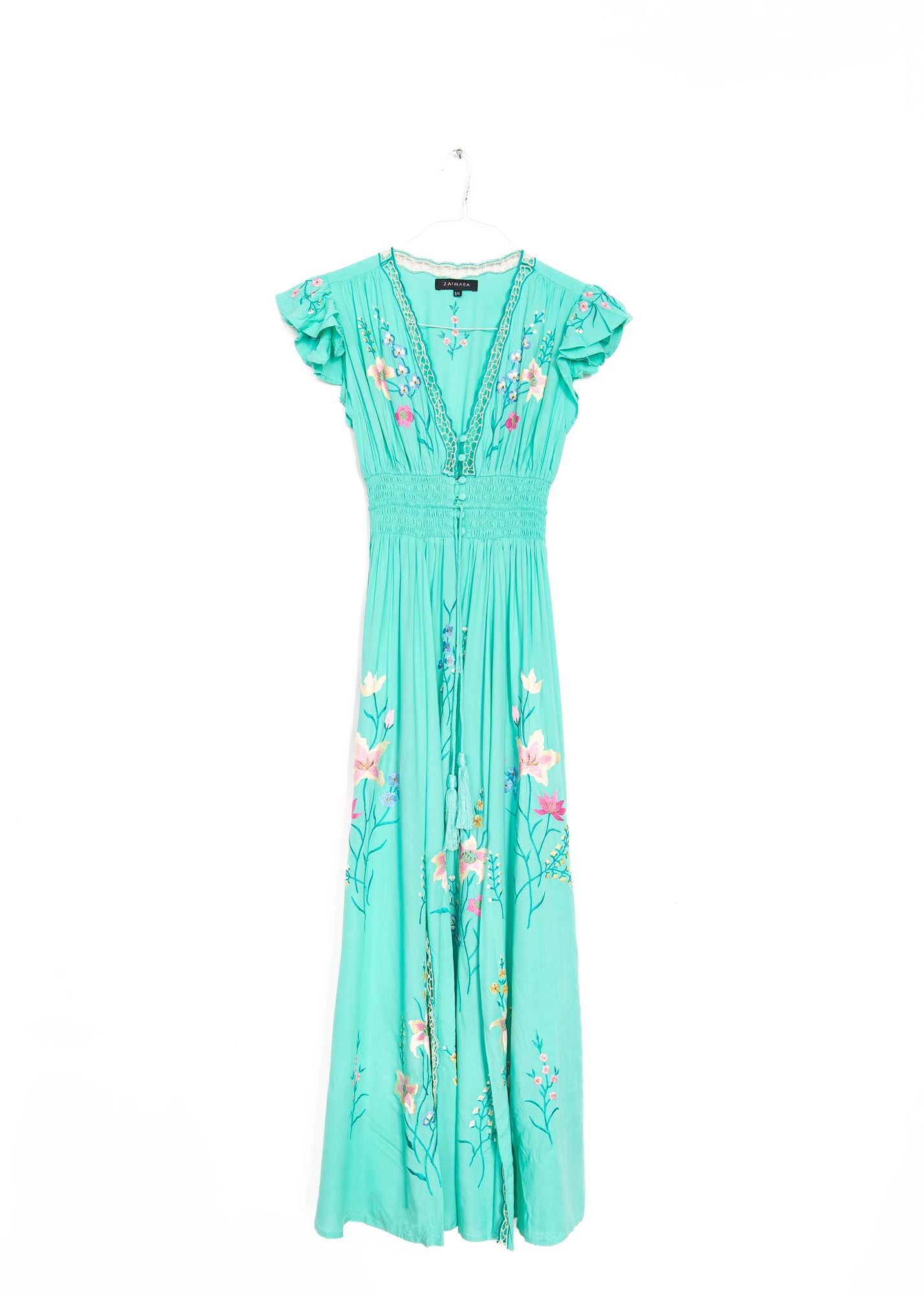 Flores Gown in Aqua Green, from Zaimara