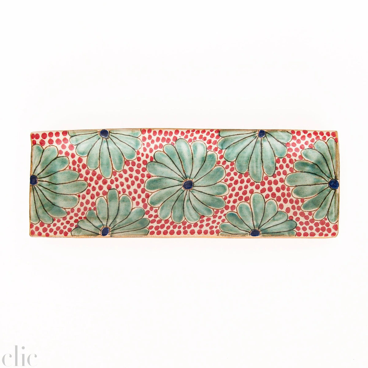 Daisy Long Ceramics Tray in Red, from Kiliim