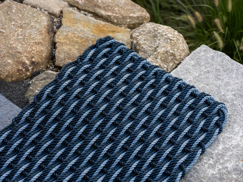 Extra Large Triple Weave Doormat in Navy and Glacier, from The Rope Co.