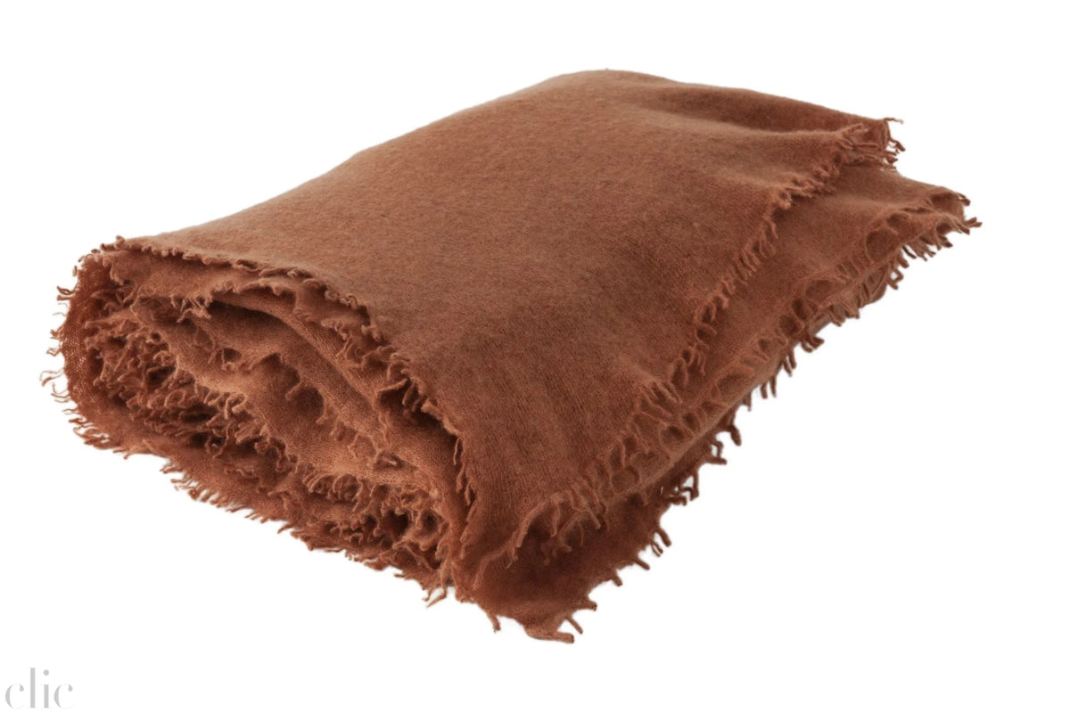 Cashmere Fringed Throw in Sienne, from Maison de Vacances