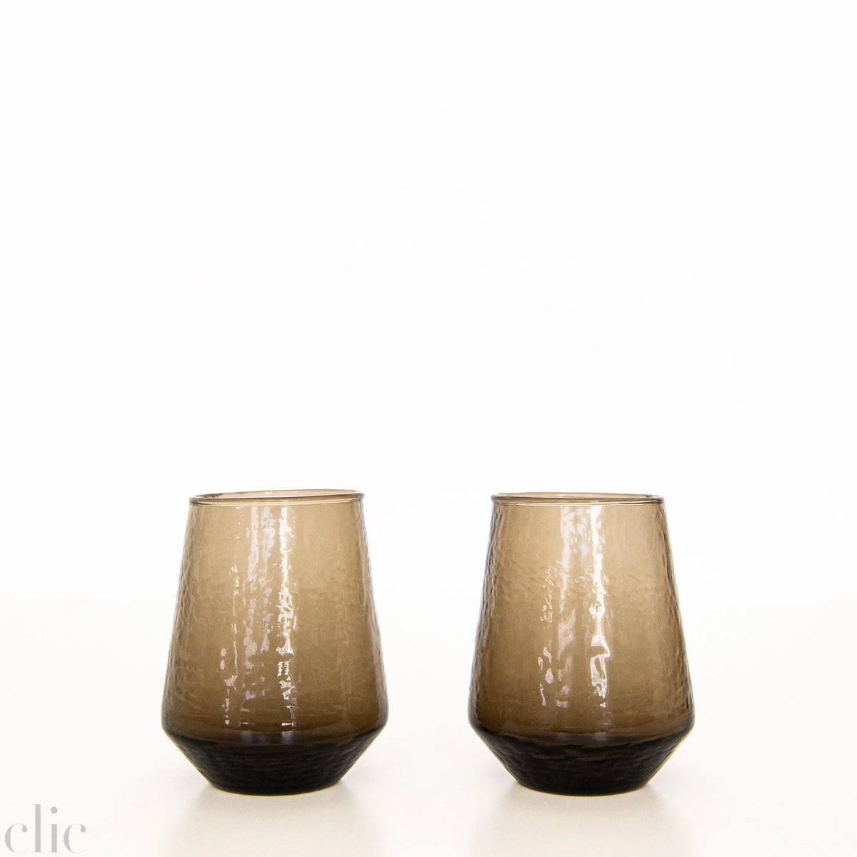 Handblown Hammered Glass Tumbler in Smoke