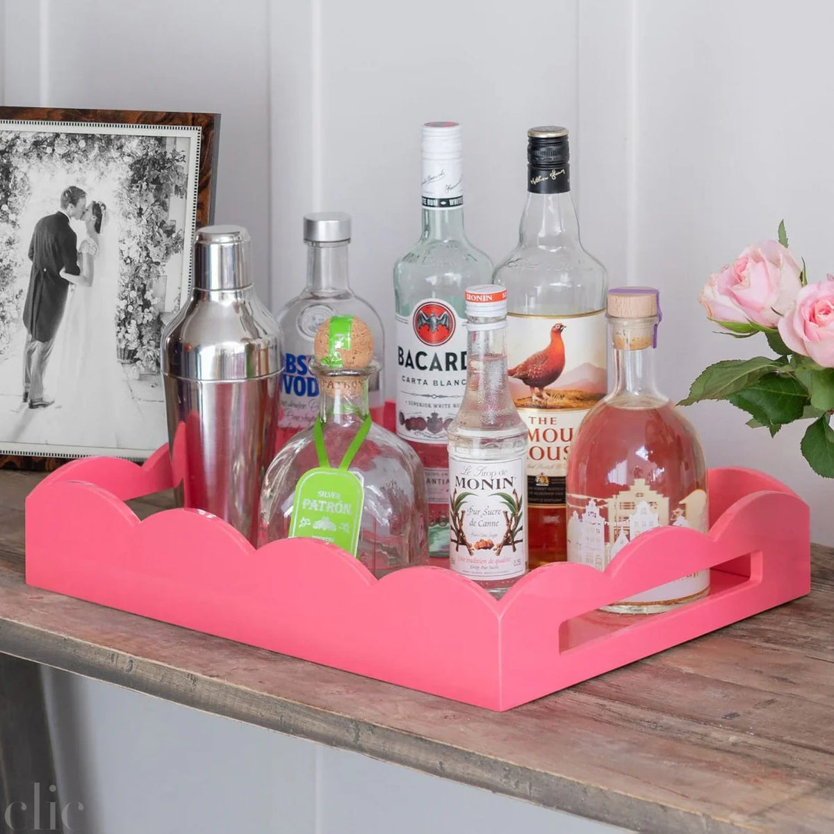 Medium Scalloped Edge Tray in Watermelon