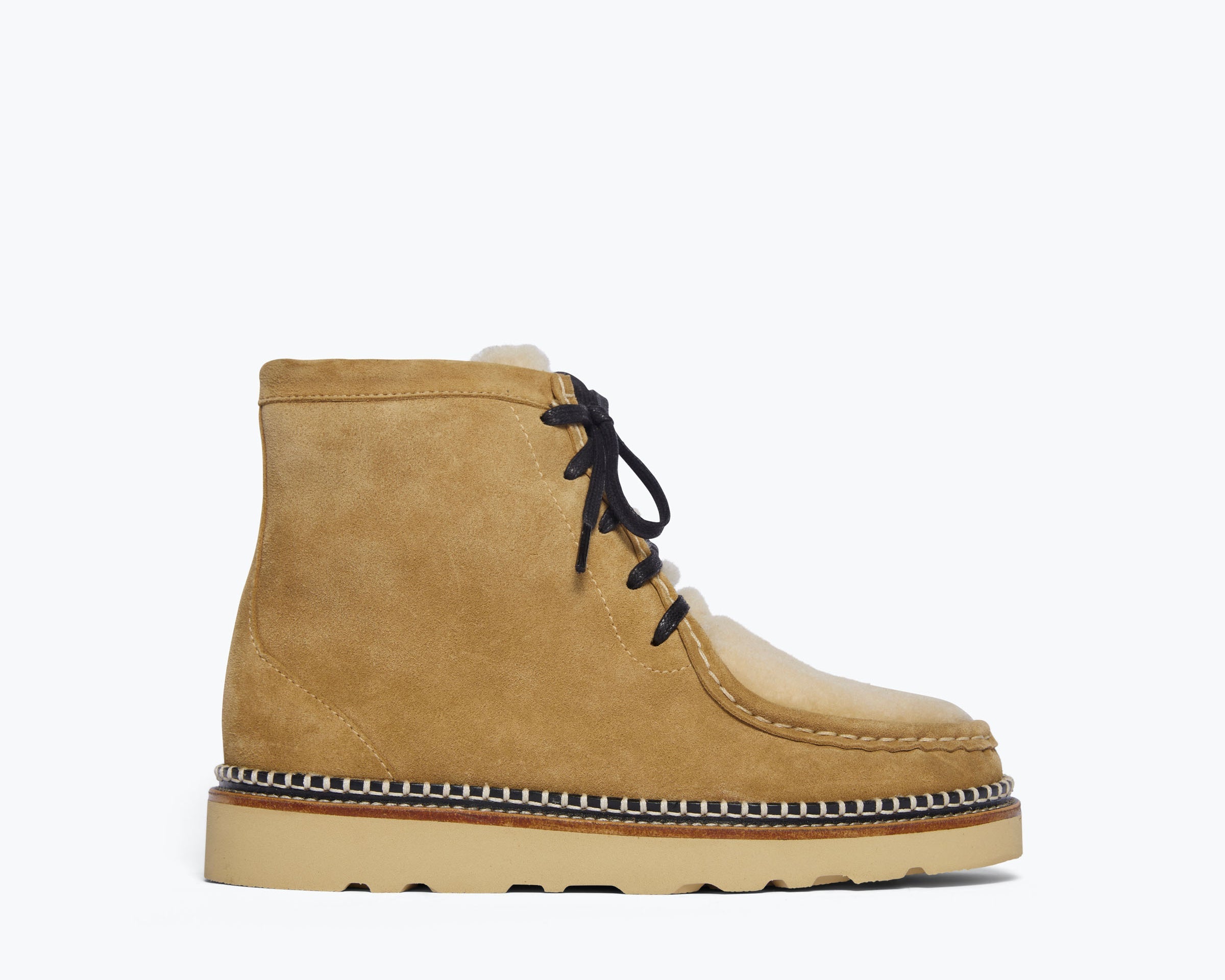 Winnie Boots in Hazel Suede with Shearling, from Freda Salvador