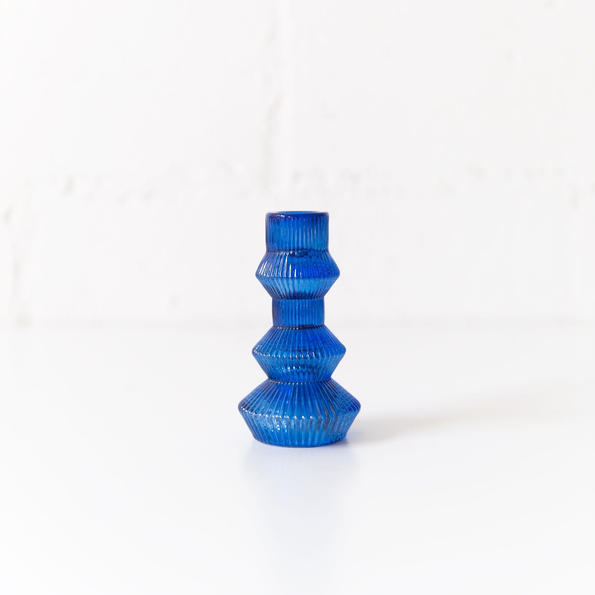 Ribbed Candlestick Holder in Cobalt Blue, from Talking Tables