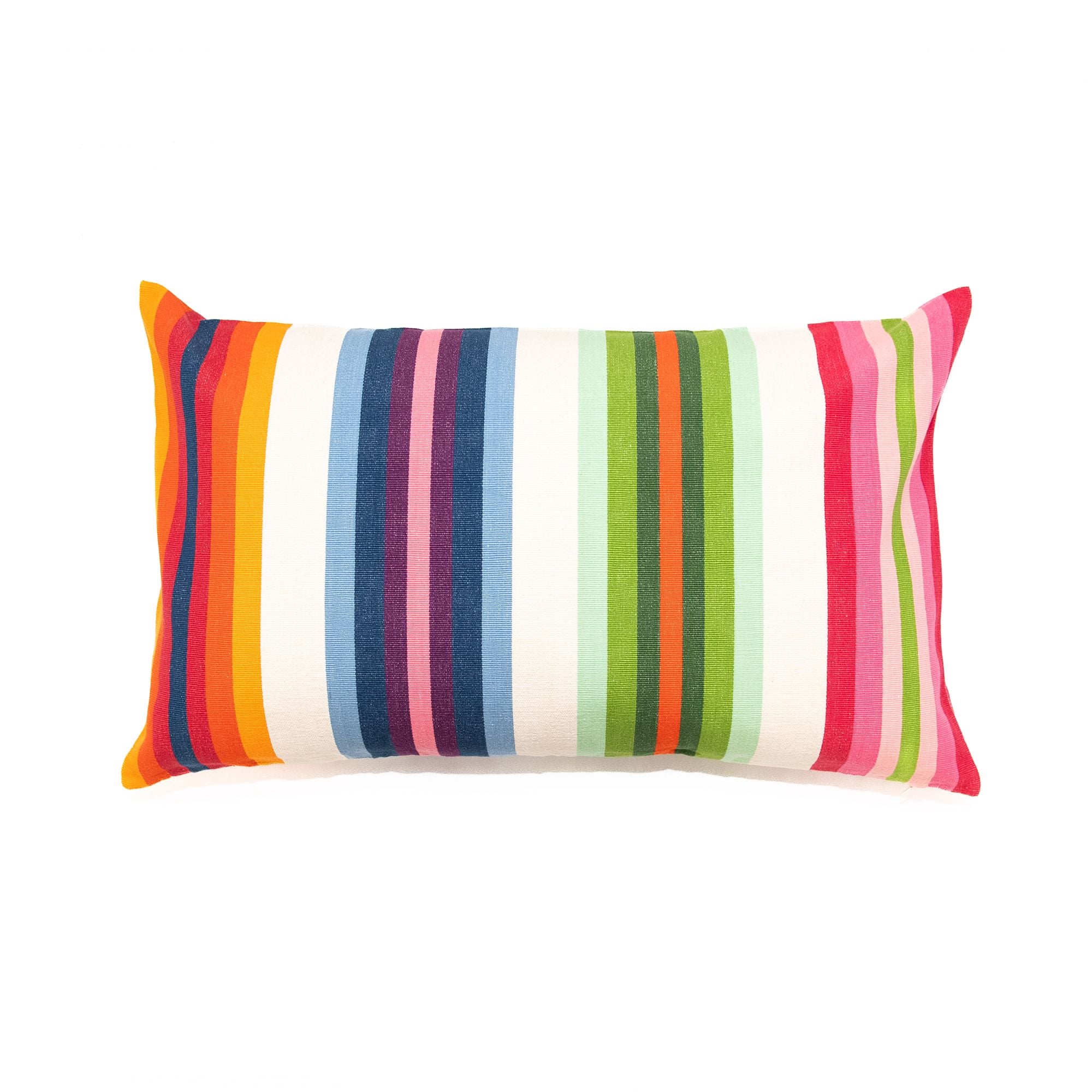 Cotton Stripe Pillow in Rainbow 16" x 27", from Garza Marfa