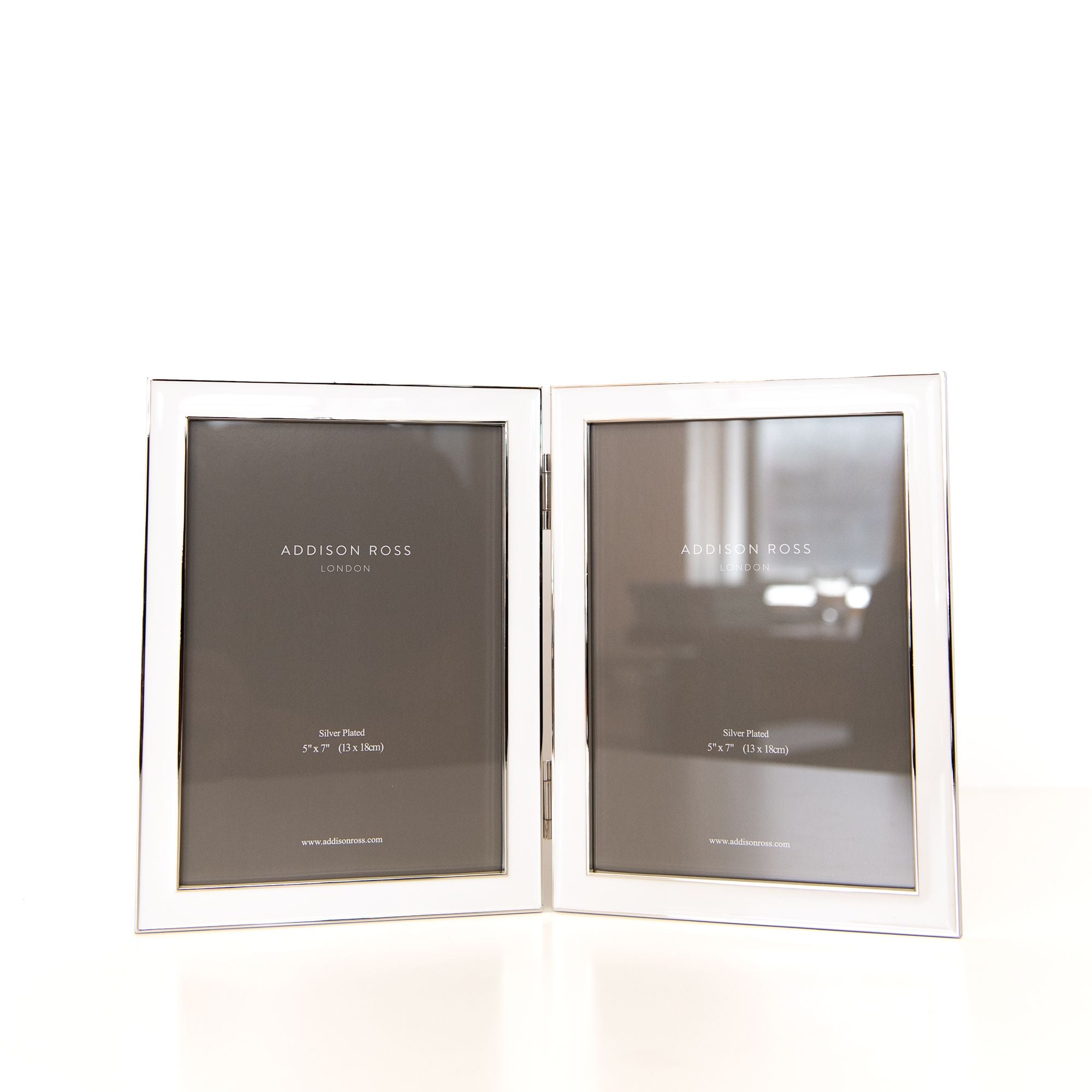 Double Enamel Frame in White and Silver, from Addison Ross