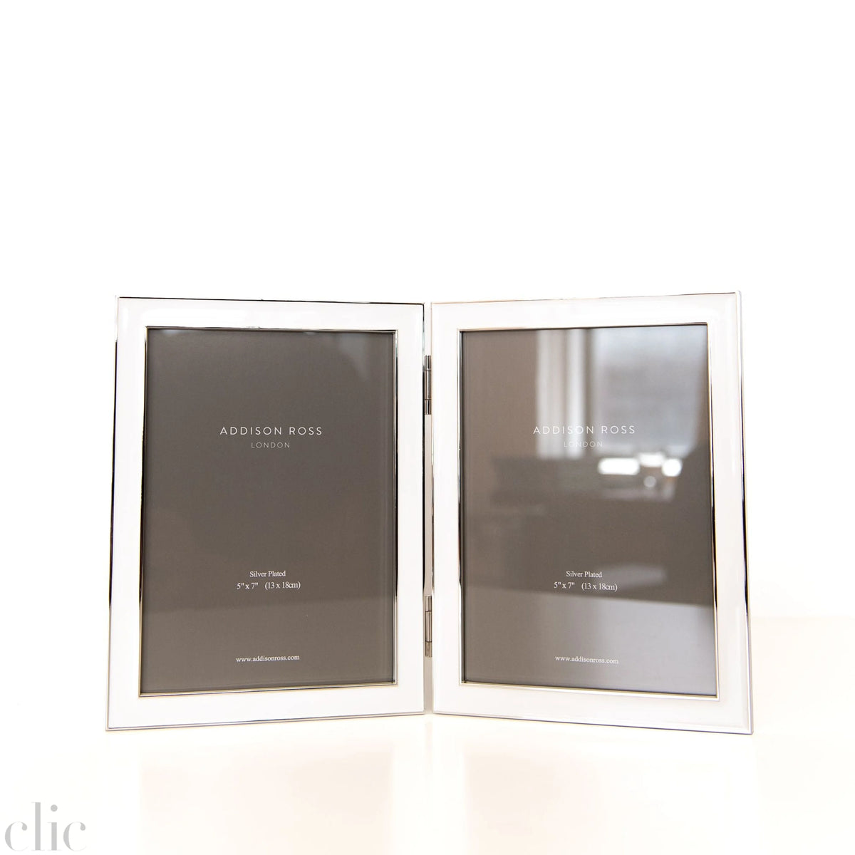 Double Enamel Frame in White and Silver