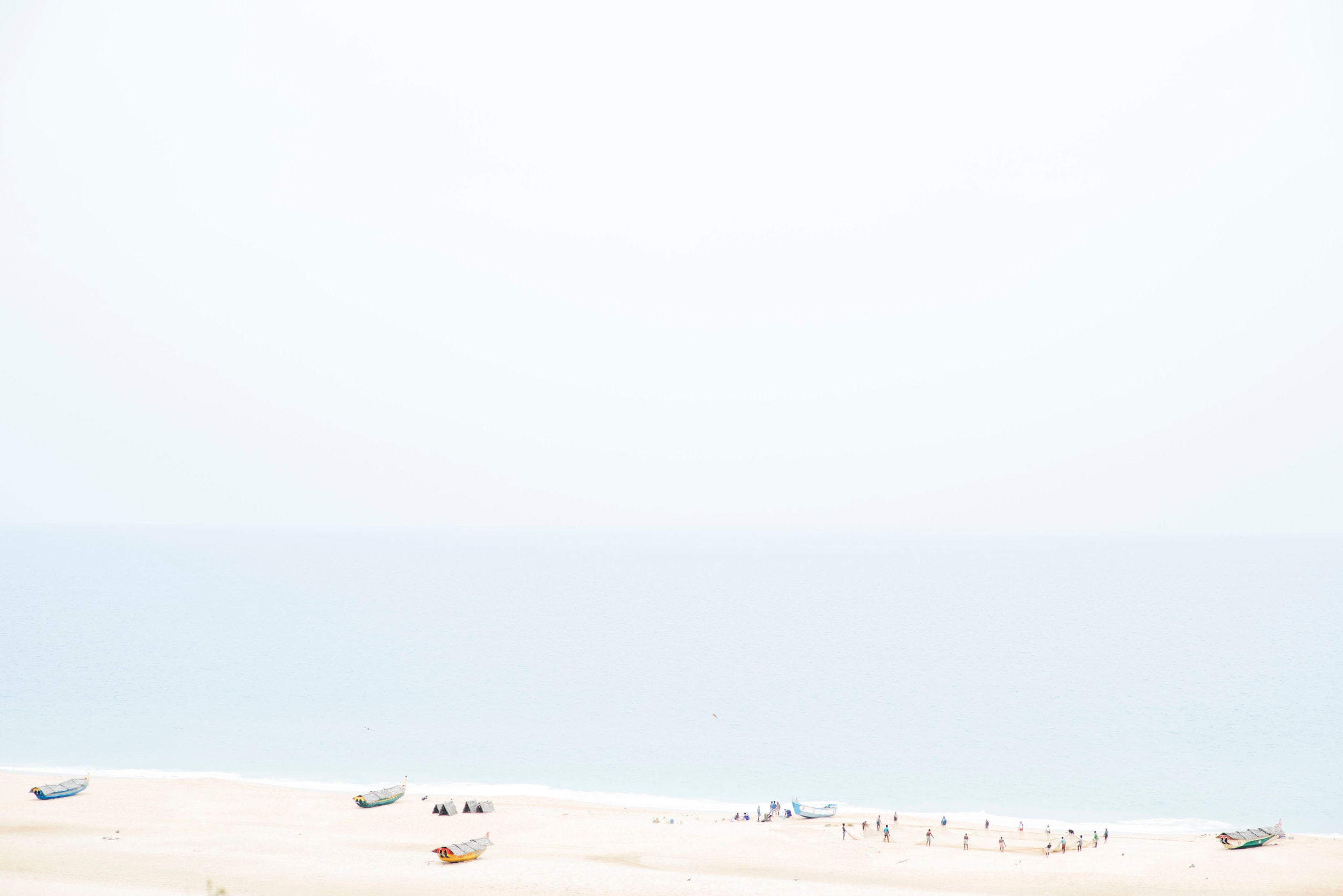Indian Beach with Fishermen Net by Anne Sophie Granjon