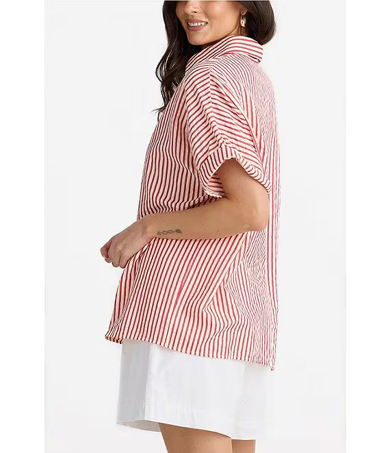 Alice Shirt in White with Red Stripes, from Brave + True