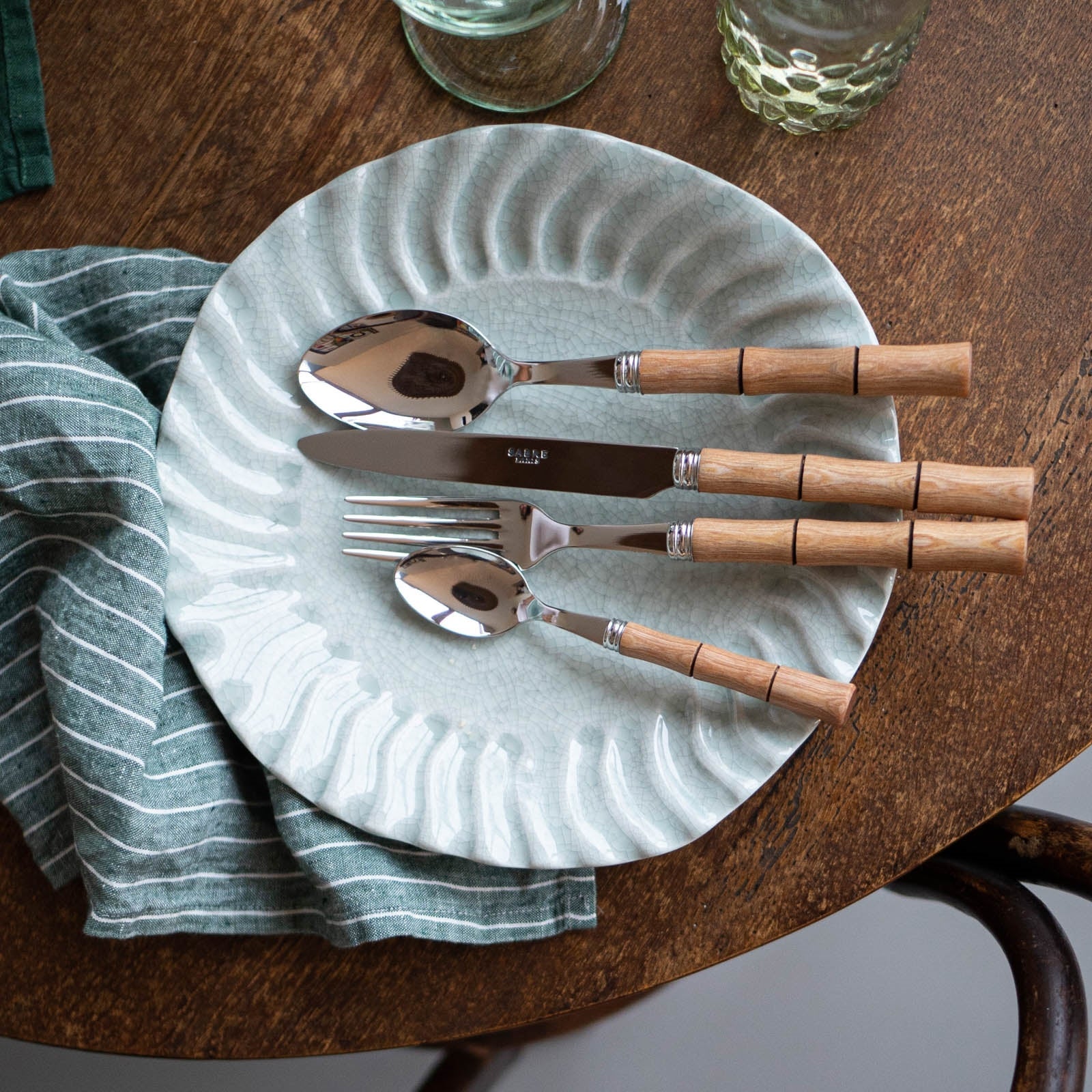 4 Piece flatware Set in Bamboo, from Sabre Paris
