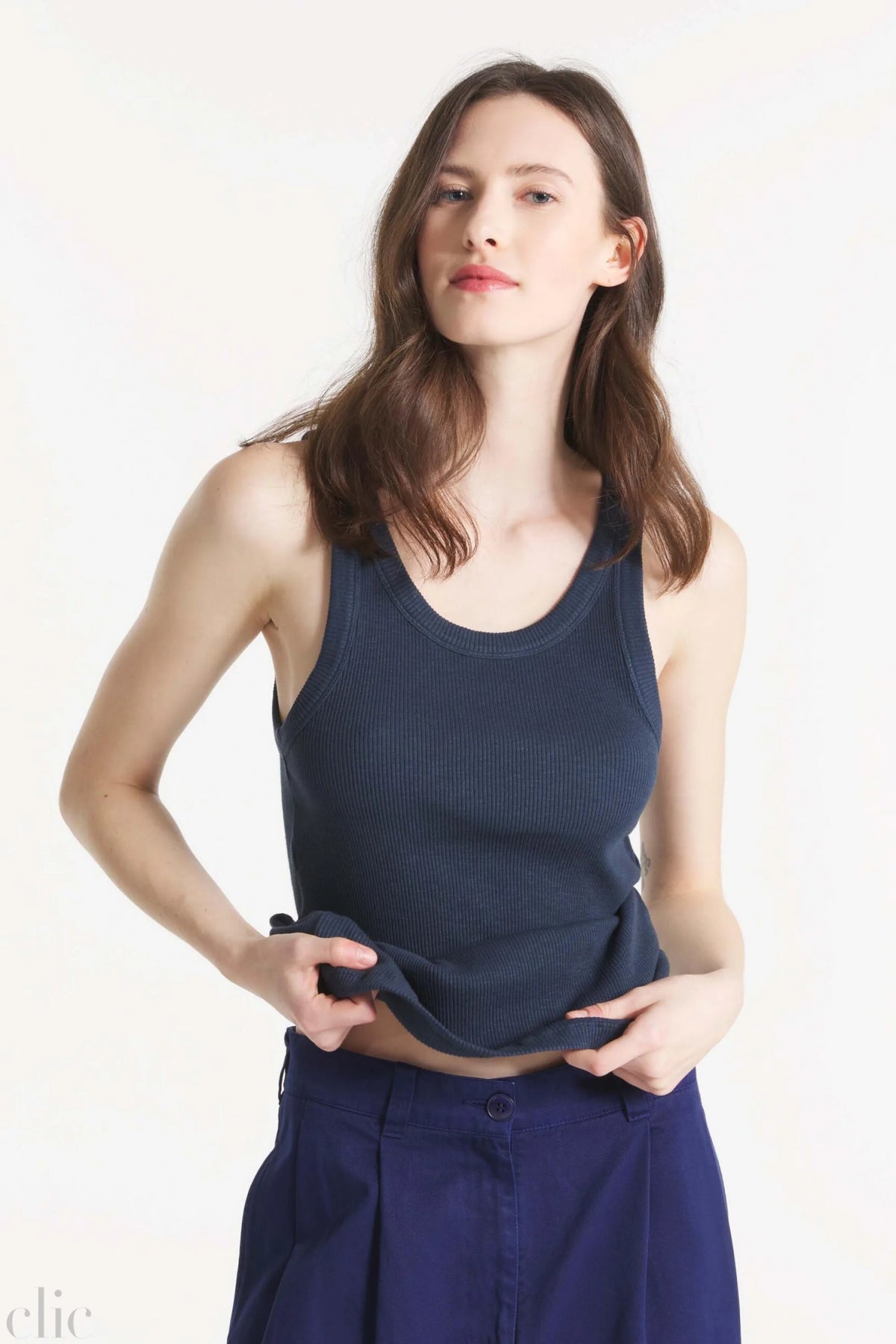 Taissy Marcel Tank Top in Navy, from Le Mont St. Michel