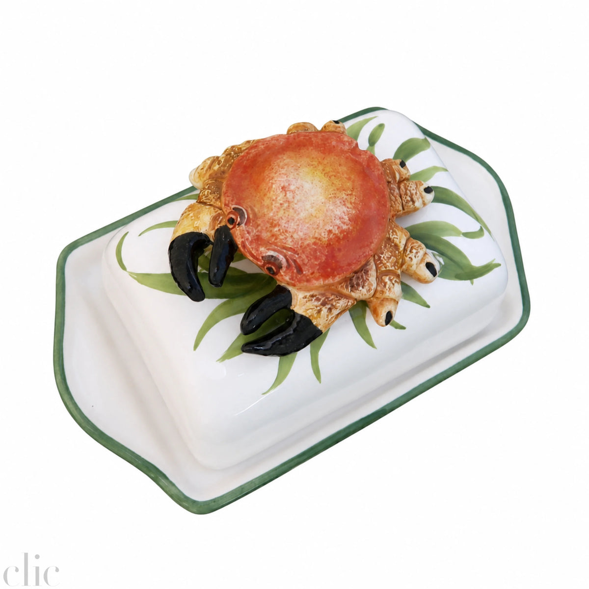 Majolica Crab Butter Dish, from Au Bain Maire