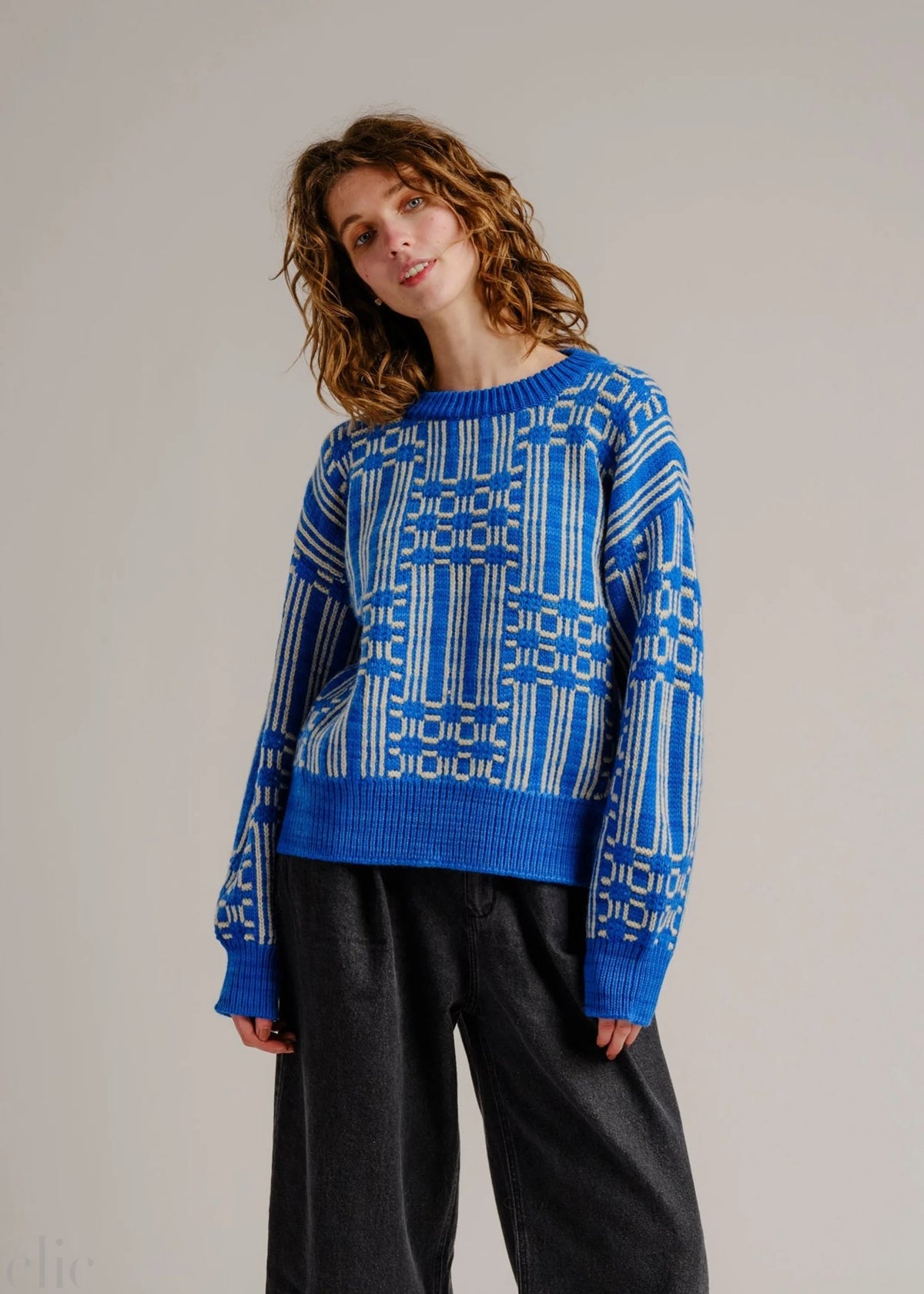 Passing Through Sweater in Cerulean, from Degen