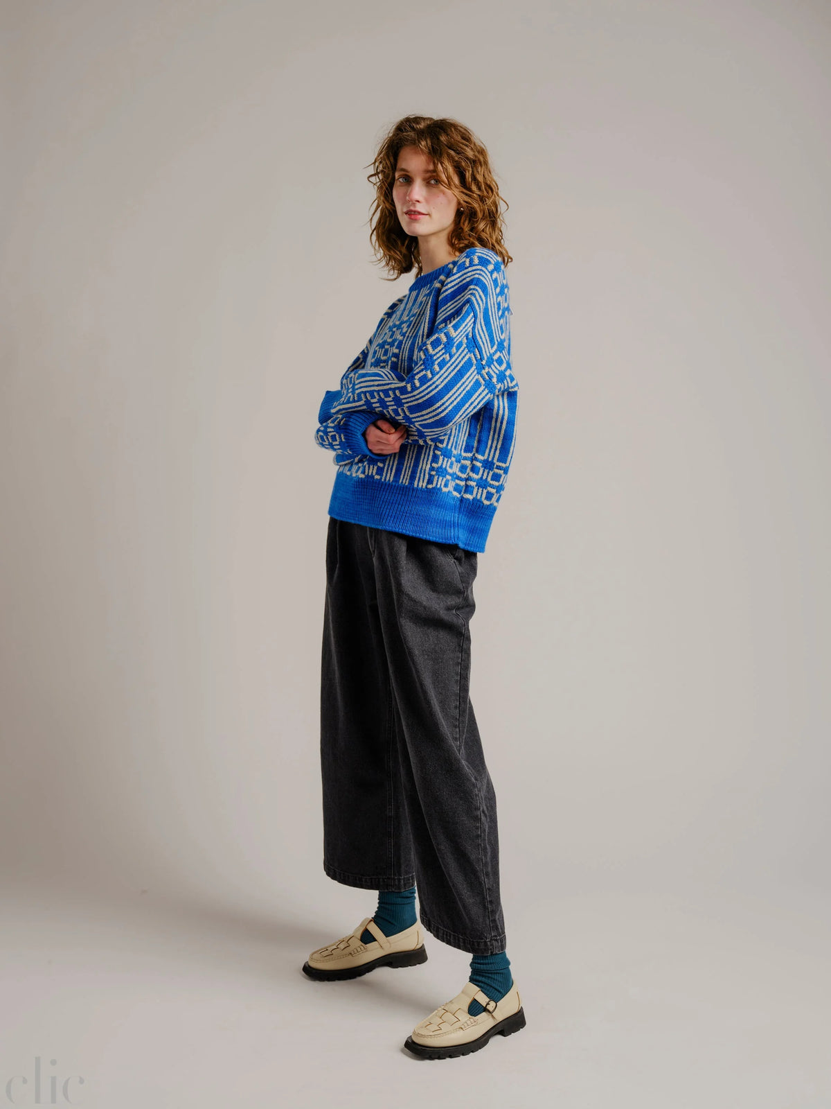 Passing Through Sweater in Cerulean, from Degen