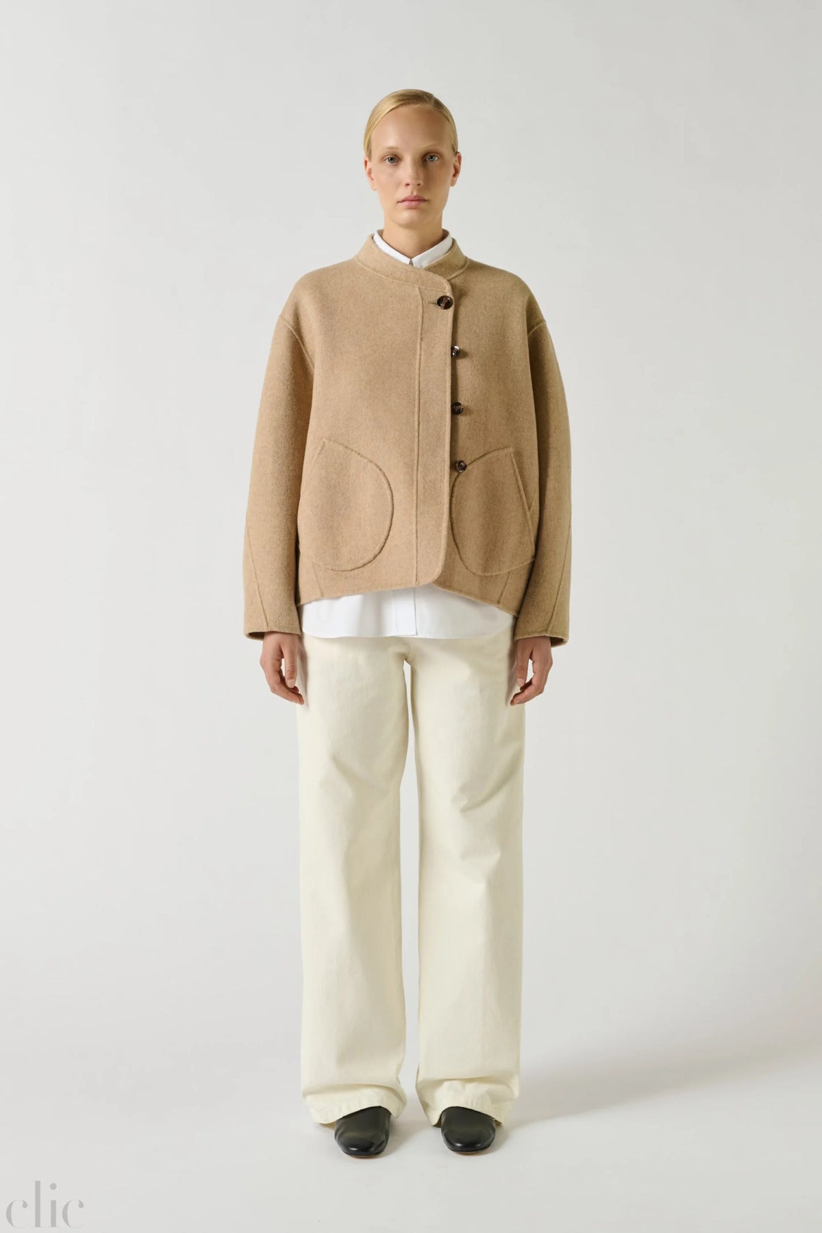 Windsor Coat in Beige Chine, from Soeur
