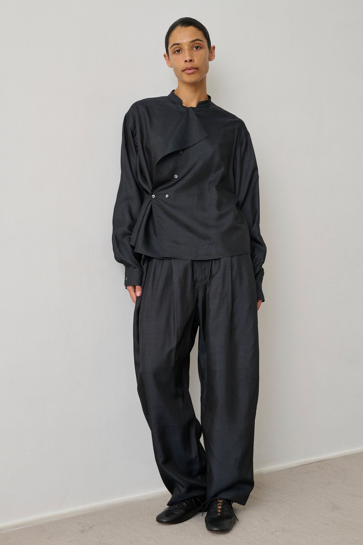Vernon Silk Trousers in Black, from Soeur