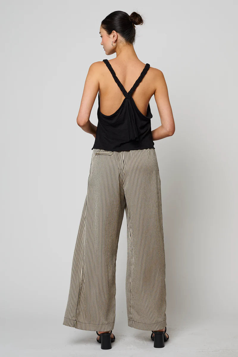Asymmetrical Wide Trouser in Black Stripes, from Atelier Delphine