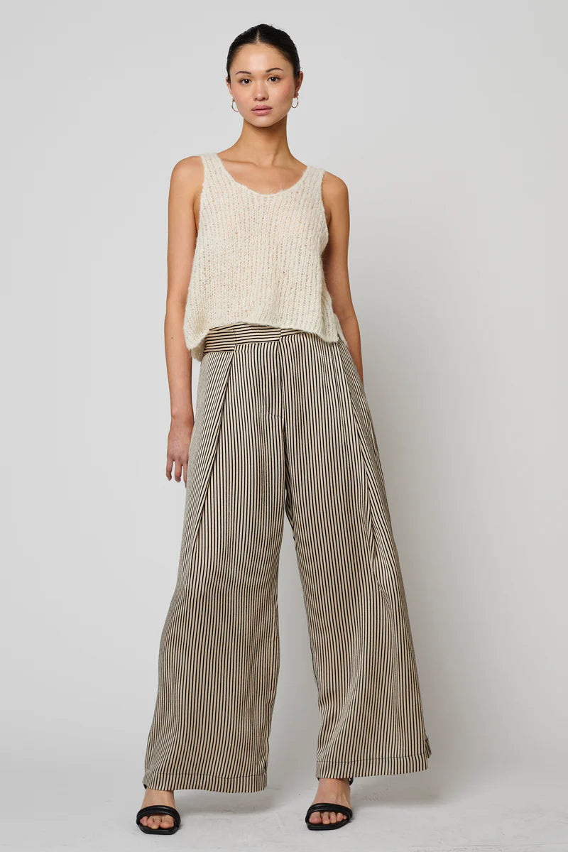 Asymmetrical Wide Trouser in Black Stripes, from Atelier Delphine