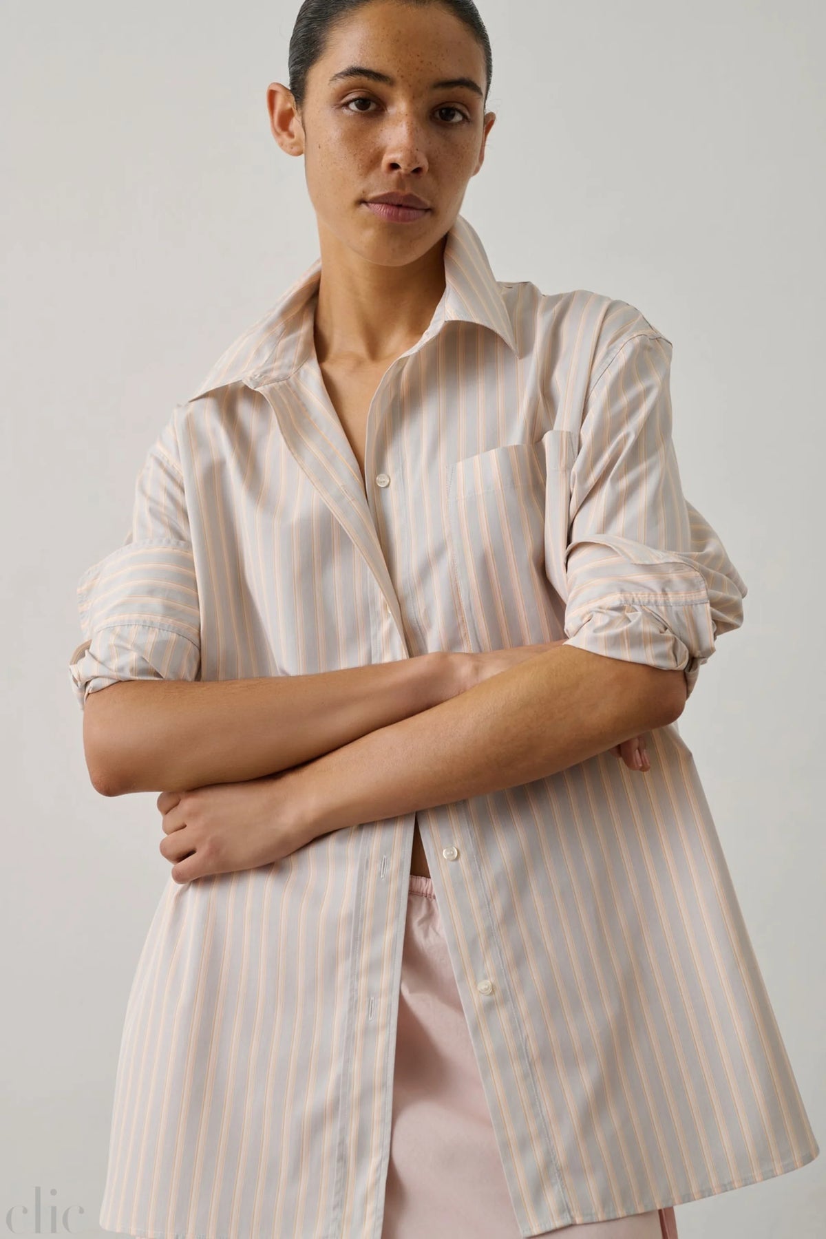 Striped Carlotta Shirt in Orange and Grey, from Soeur