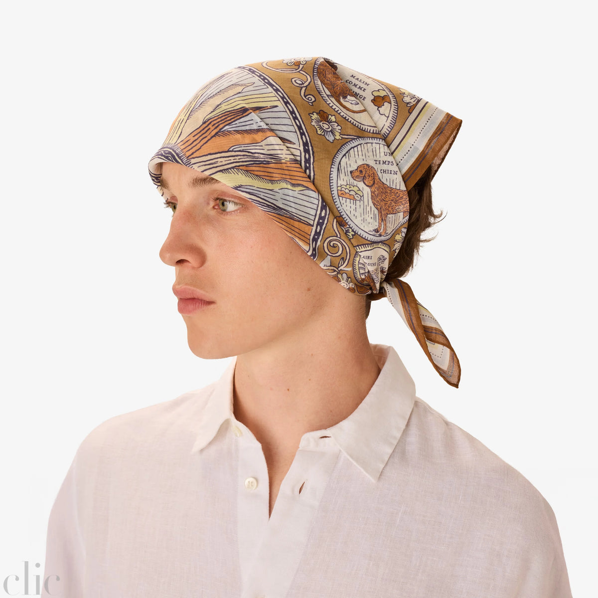 Square Chance Scarf in Golden Brown, from Inoui Editions